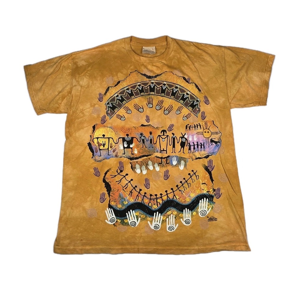 Vintage The Mountain Shirt Men's Large Orange Tie Dye Native Ginny Hogan 1999